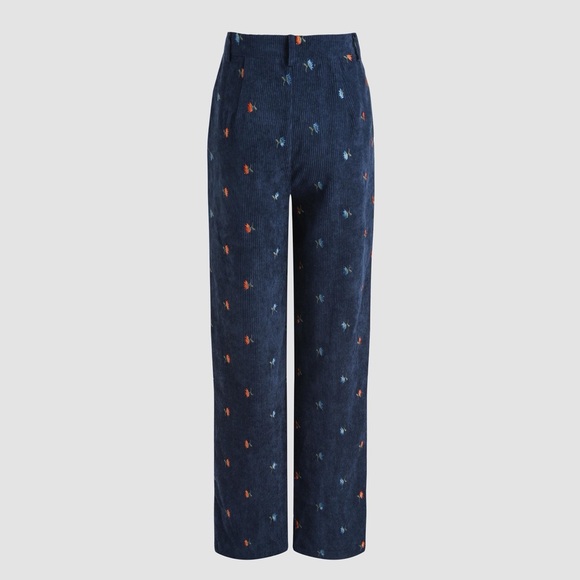Cider Navy Floral Corduroy Pants NWT - Small - Picture 1 of 6